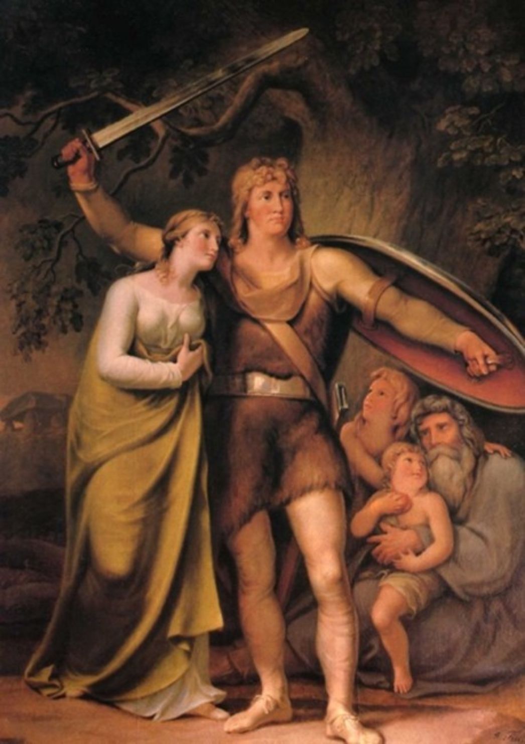 Johann Heinrich Wilhelm Tischbein ›Hermann und Thusnelda‹ (1822/23 – Öl auf Leinwand, 196 x 272 cm).