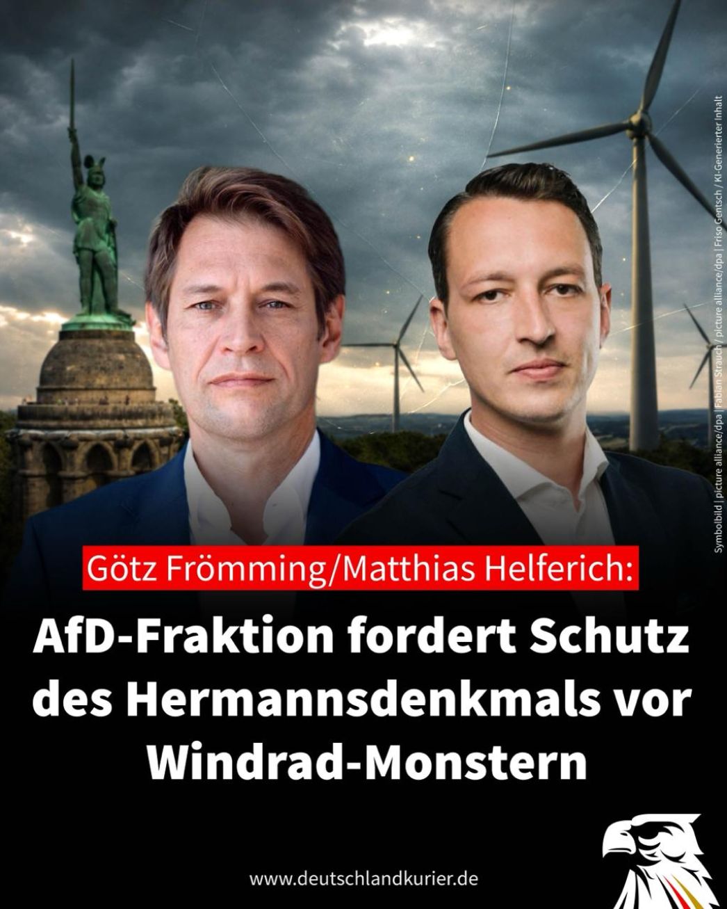 Bildmontage mit Frömming und Helferich (laut Bildnachweis teils KI-generiert), Post vom 20. Mai 2026 im Telegram-Kanal des Deutschlandkuriers