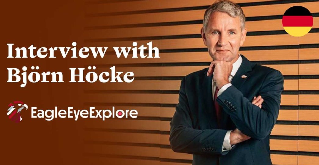Titelbild des Interviews mit Björn Höcke auf Eagleeyeexplorer.com.
