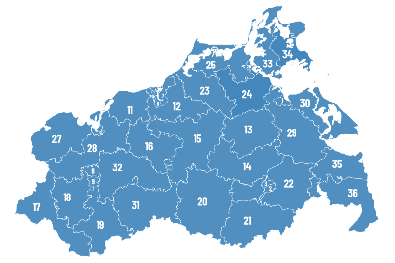 Wahlkreise der AfD Mecklenburg-Vorpommern für die Landtagswahl 2026. Screenshot vom 07.09.2026
