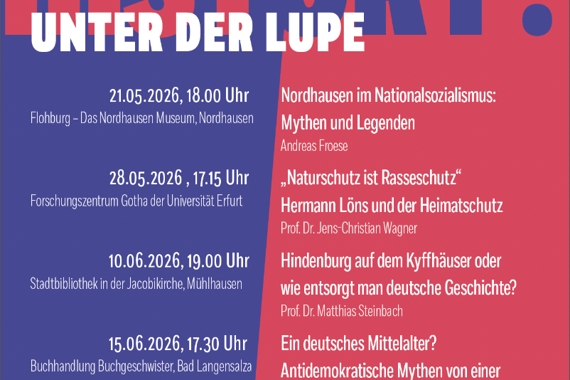 Plakat für die Veranstaltungsreihe "Fake History? Geschichtsmythen unter der Lupe"