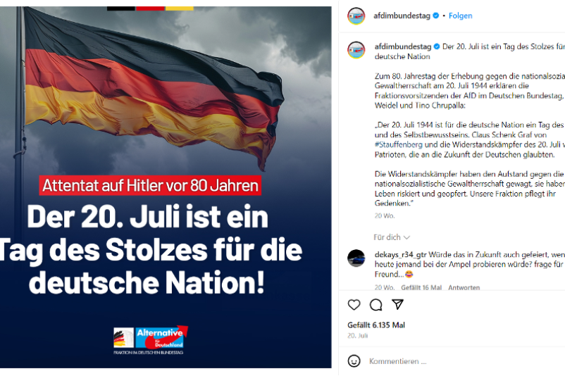Post der AfD-Fraktion im Deutschen Bundestag vom 20. Juli 2024. 