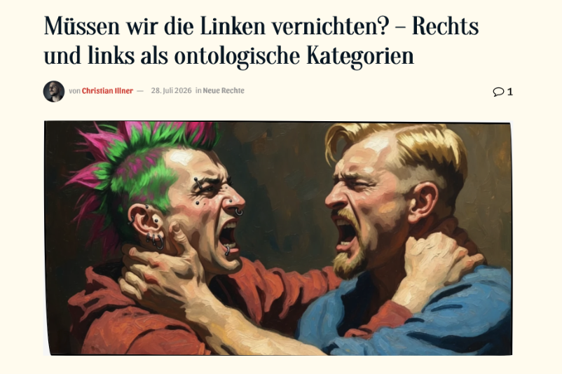Christian Illners Text im „Kulturmagazin Thymos“, publiziert am 28. Juli 2026, Screenshot vom 5. August 2026