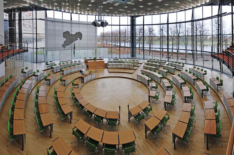 Bild vom Plenarsaal des sächsischen Landtages in Dresden.
